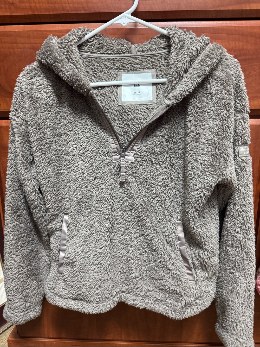 abercrombie kids Taupe Sherpa Half-Zip Hoodie